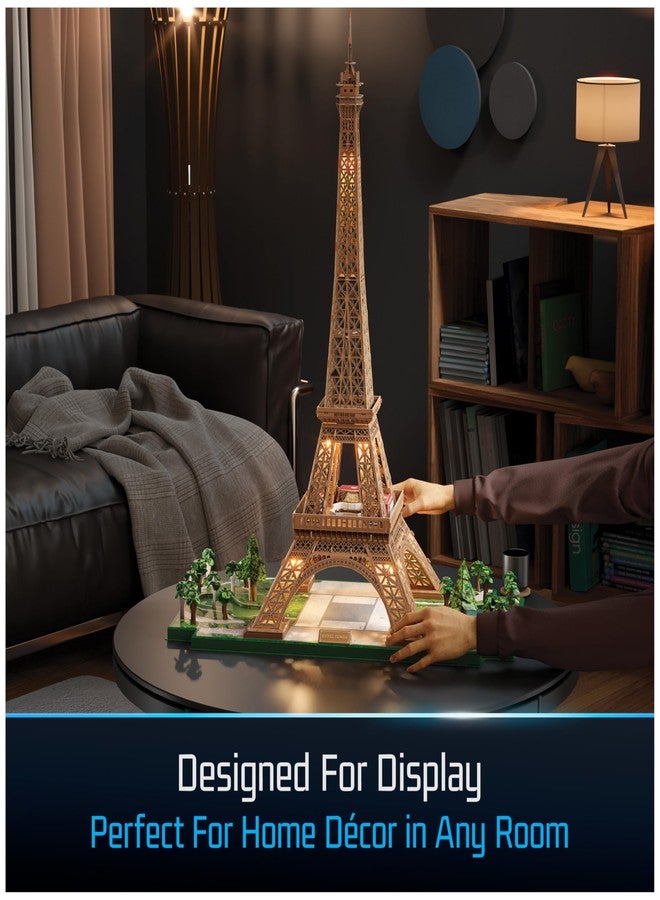 4D Build, Architect Series Eiffel Tower 3D Model Kit with LED Lights, Desk Décor, Adult Puzzles, Building Toys, 3D Puzzles for Adults & Teens, 252 Pieces, for Ages 12 & Up - Image 5